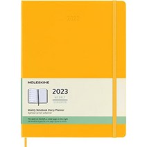 Moleskine 2023년 위클리 노트북 플래너 하드커버 XL 블랙, Orange Yellow