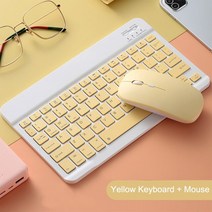 블루투스 키보드 미니 무선 블루투스 키보드 및 마우스 안드로이드 태블릿 iPad 울트라 얇은 패드 전화, 협력사, 노랑