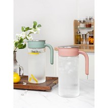 닦기편한 3단분리형 내열유리물병 1400ml 예쁜 안전 하루쥬스 디톡스 용기 유리병, 핑크