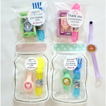 KC인증 led 모기퇴치 기피 밴드 팔찌 답례품 선물 포장 리필 어린이집 유치원 유아 성인 숲 생일 구디백, 구성3(지퍼백포장)+비눗방울