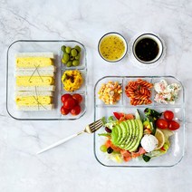 로얄포드 강화유리 칸칸접시 M, 2개