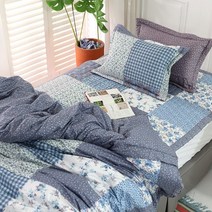 라라패취 30수 광목면100% 이불커버 싱글/더블/퀸, 블루