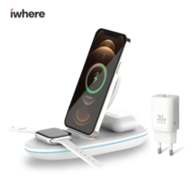 iWhere 3in1 고속무선충전기 애플워치 에어팟 아이폰 갤럭시 버즈 갤럭시워치 IQW3300, 화이트_애플워치용+30W충전기