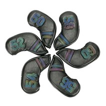 6 pcs pu 골프 클럽 헤드 커버 언 헤드 커버 내구성 방수 유니버설 여성용 두꺼운 프로텍터 골프 장비, 검은색, 7x16cm