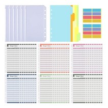 6공바인더 화일 산모수첩 포토 카드 바인더 비용 추적기 예산 시트 60 개 A6 6pc 포켓 5 칸막이 2 스티커 라벨 돈 절약 정리함, [01] A6-73pcs