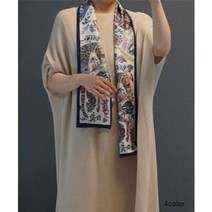 실키 양면 타이 스카프 여자 일자 타이 롱 고급 스카프 여성 실크 명품스타일 일자 직사각 머플러 가을 겨울 40대 50대 엄마 여성의류 패션악세사리 곤색 네이비