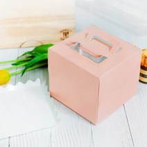 중앙패키지 핑크미니케이크상자(사각케이크받침포함)높이 13cm, 1개