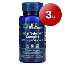 Life Extension SuperSelenium Complex & Vitamin 슈퍼 셀레늄 복합체 비타민E 200mcg 베지 캡슐 100정 1팩, 3팩