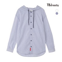 [TBJ] 남성 오버핏 제원단후드 스트라이프 셔츠(T191SH200P)