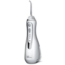 Waterpik 무선 워터 플로서 화이트 치아 잇몸 교정기용 휴대용 백 & 팁 4개 포함 충전식 방수 (WP-560), 하얀색