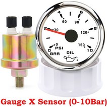 유면계 유량계 2 인치 52mm 7 컬러 LED 오일 압력 게이지 0-10bar/0-150PSI 해양 보트 자동차 트럭 1/8NPT, 06 GaugeXSensor WS