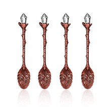 레트로 크리스탈 합금 입체 스푼 커피 티 카페 식기 4 개, Red antique, 4개