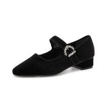 포멜카멜레 큐빅장식 벨벳 블랙 메리제인 펌프스 3CM FIY1F1SP882Z1
