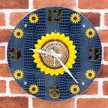 레그노 황금해바라기 대형 무소음 인테리어 기둥벽시계, 네이비