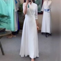 철릭원피스 화이트 롱 예쁜 생활한복 면마소재 승복 법복 절복 개량 셀프 웨딩드레스