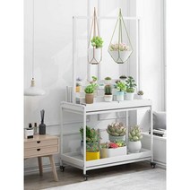 행잉 꽃집 진열대 꽃다발 식물 화단 보관 걸이대 가게, 블랙 100cm 가로 50cmx100cm (3단)