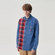 타미힐피거 퀼티드 콘트라스트 데님 오버셔츠 (T32C7WSH30TMT21A5)