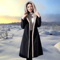 여성 빅사이즈 안감 퍼 후드코트 자켓