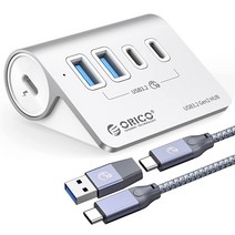 오리코 애플 맥북 프로 USB3.2 Gen2 10Gbps 알루미늄 4/7포트 스탠드형 USB허브, USB*2+Type-C*2, C to C&A(0.5m)