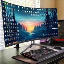 32인치 곡면 LCD 모니터 컴퓨터 27 대형 화면, 공식 규격, 블랙 24인치 평면