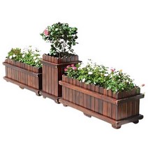 대형 나무 화분 텃밭상자 방부목 직사각형 도로 화단, 120x50x50 2개+50x50x70 1개