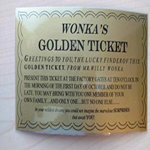 Wonkamania Willy Wonka Golden Ticket ~ Laminated - 6 1/4 x 3 1/4, 1