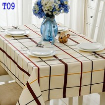 SKANDSALO 식탁보 모던 체크무늬 심플 도트 스트라이프 순면 캔버스 티테이블보 성탄 인테리어 테이블 천다기, T09-체크-베이지, C14-140*220