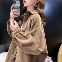 빅사이즈블라우스 코디 뉴 퍼플 셔츠 여성 봄 가을 긴 얇은 자켓 빅 사이즈 오버 루스 버튼 티셔츠111372