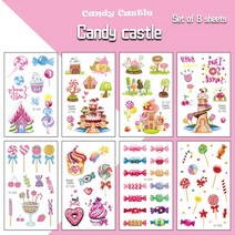 헤나타투크림 문신크림8PCS 새로운 어린이 여름 디저트 생일 문신 스티커 아이스크림 케이크 방수 및 Sweat, 한개옵션1, 03 C