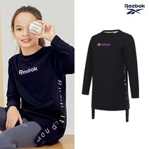리복 키즈 주니어 여아 코튼 롱티셔츠 블랙