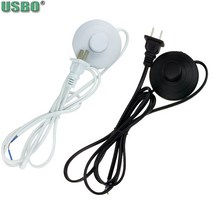 미국 블랙 화이트 2*0.75mm 1.8m 250V 구리 317 온라인 푸시 버튼 풋 스위치 전원 케이블 LED 에너지 절약, 01 WHITE