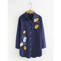 빅사이즈 블라우스 플러스 사이즈 셔츠 여성 캐주얼 봄 가을 패션 긴 코튼 린넨 자수 탑스 S83068