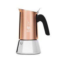 Bialetti 뉴 비너스 인덕션 스토브탑 에스프레소 커피 메이커 구리 스테인리스 스틸 7.9온스 모든 유형의 요리사에 적합 6컵 사이즈, Silver, 4