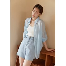 아사면 블라우스 린넨 루즈핏 블라우스DUSHU Lyocell 여성 여름 태양 보호 셔츠 긴 소매 얇은 오피스 레이
