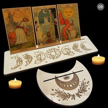 타로책 스프레드천 동양 카드 종류 예쁜 초보 세트 le tarot 나무 트리플 문 스탠드 타로 캔들 디스플레이 홀더 제단 용품 여성 남성 선물 2 개 4 신제품, CHINA, 9