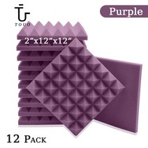 가설방음벽 TOUO어쿠스틱 폼 12 Pcs 스튜디오 흡음 소재 피라미드 방음 패널 도어 벽 절연 난연제 방음성, Purple+Medium Density+12 Pcs W