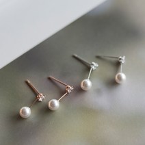 아토믹 스왈 진주 미니 큐빅 귀걸이