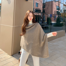 얀새 언발 판초 니트 숄