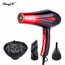 CkeyiN 전기 헤어 드라이어 전문 송풍기 빠른 스타일링 블로우 냉온 조절 노즐 2 개 4000W, 220V Red+미국