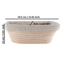 빵 발효기 제빵 데크 식빵 기계 타원형 반죽 등나무 교정 바구니, 크기 30.5x15x8cm