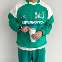 노컴플렉스 / 남자오버핏맨투맨 남색맨투맨 목안늘어나는티