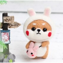 니들펠트 동물 인형 만들기 DIY 패키지 20종 (택1), 4.토끼 시바견