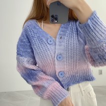 [지켜주고싶은핏/보들보들/당일출고] 솜사탕 나염 투톤 포근 니트 가디건