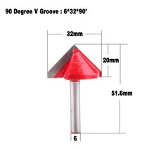 V 그루브 라우터 비트 CNC 조각 밀링 커터 60150 도 목공 칼 텅스텐 카바이드 절단 도구 6mm 1 개, 6X32X90degree