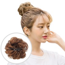 프리티레이디 풍성한 컬 볼륨 만두머리 똥머리 묶음머리 업스타일 곱창가발 올림머리 2종사이즈(프렌치사), 만두머리(S사이즈), 30.믹스브라운, 1개