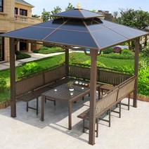 지붕있는평상 야외 바베큐장 파골라 파라고 지붕평상 사각정, 2.5x2.5m4기둥+3인용+테이블8cm