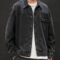 가바바 남성 빅사이즈 청자켓 5XL까지 WEARABLE BLACK GREY WHITE 레터링 복고 감성 오버핏 데님 자켓 G40109