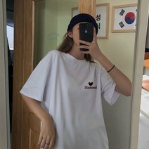 슈퍼 핫 cec 면 반팔 티셔츠 여성 tide 새로운 여름 느슨한 어 버전 bf 바람 반팔 탑, 화이트 다이아몬드, 엘