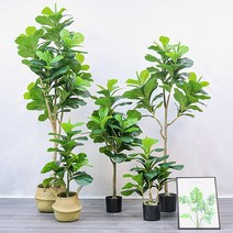 썸띵 떡갈 고무나무 조화 인테리어 화분 카페 거실 꾸미기, 떡갈잎 고무나무 150cm