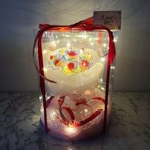 홀로그램 장미 꽃 다발 배달 20대 여자 친구 생일 선물 전역 조화 프로포즈 아내 와이프 결혼 기념일 아이템 조화, 24. 코어블루 20송이 원통케이스(대)